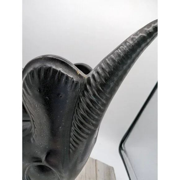 Vintage Shawnee Pottery Antelope Black Planter Vase Mother Baby #840 Damaged - Picture 6 of 10